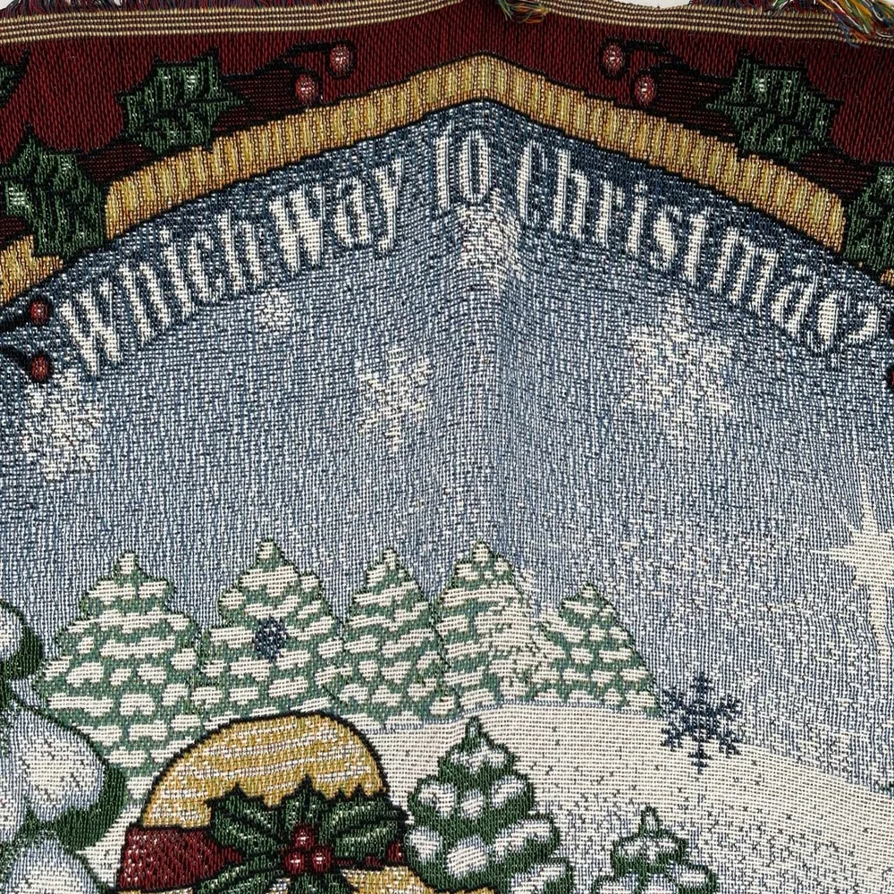 Vintage American Weavers Red Bainbridge Bears Christmas Throw Blanket 50X60